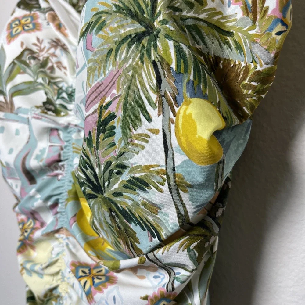 NEXT Women‎ One Piece Swim Bathing Suit 14 Multicolor Lemon Scenic Tummy Control